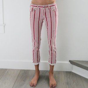 Free People Pink / Red Pinstripe Jeans